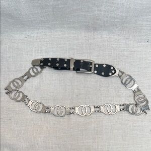 Vintage Leather Handcuff Chain Belt dead stock XL